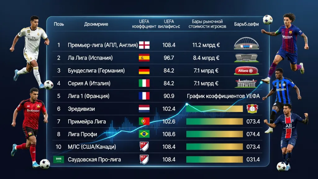 Самая сильная лига в футболе 2026: актуальный рейтинг лиг мира